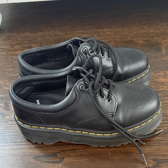 Dr. Martens Shoes - Dr. Martens 8053 Quad Black Leather Platform Loafers